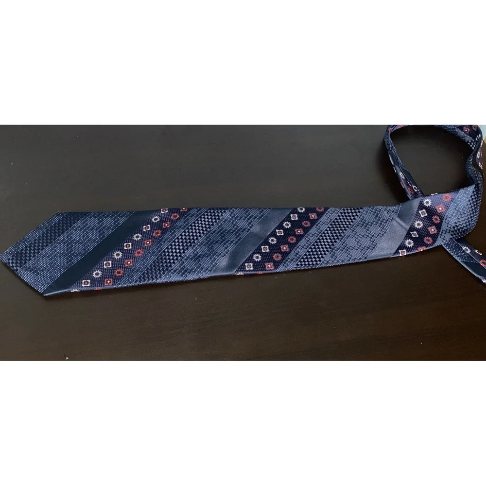 Vintage 50s 60s Blue‎ Atomic Age Geometric Diagonal Stripe Tie Mr. D's St. Louis